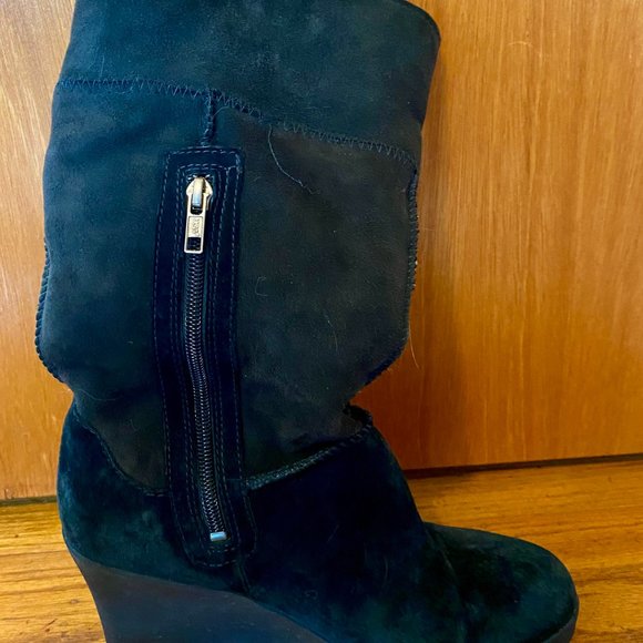 UGG Joslyn Wedge Shearling Suede Tall Boots Size 9 - Picture 3 of 7